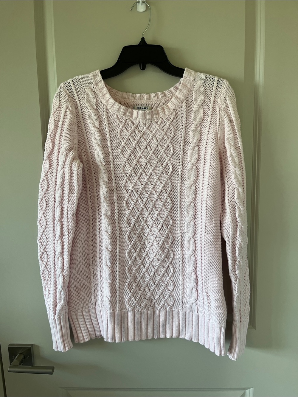 Old Navy Light Pink Cable-Knit Crew Sweater